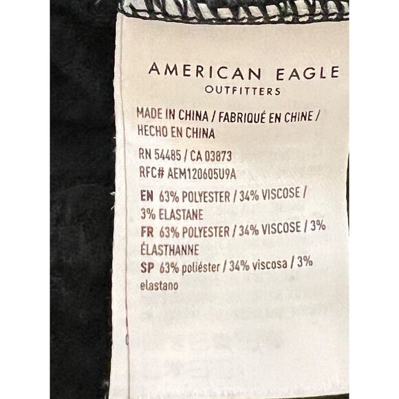 American Eagle Waffle Knit Mini Black Dress Tiered Long Sleeve Casual XS - Picture 6 of 9